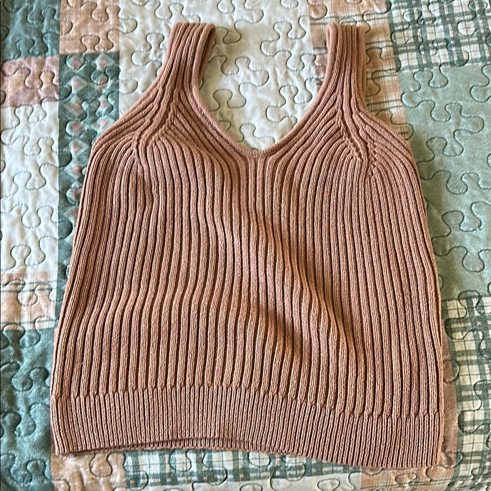 Ribbed Knit Tank Top in Tan NWOT